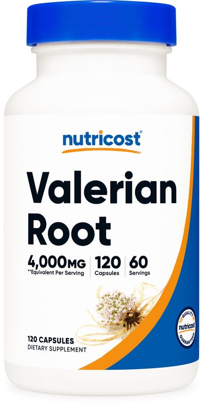Nutricost Valerian Root Capsules (1000mg Per Serving) 120 Capsules - 4,000mg Equivalent Per Serving (4:1 Extract), Vegetarian Caps, Gluten Free, Non-GMO