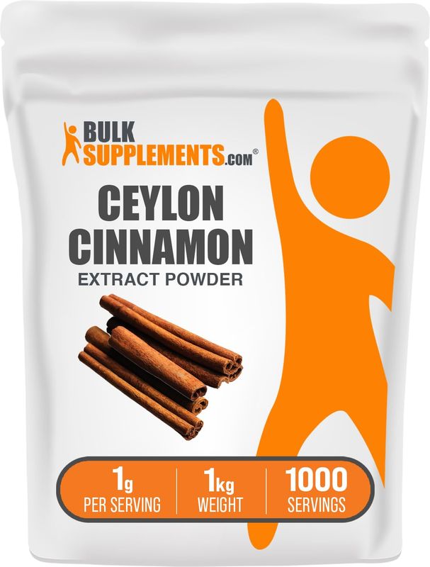BulkSupplements.com Ceylon Cinnamon Extract Powder - Cinnamon Extract, Cinnamon Ceylon - Cinnamon Supplement, Pack of 1 - Gluten Free &amp; Soy Free, 1000mg per Serving, 1kg (2.2 lbs)