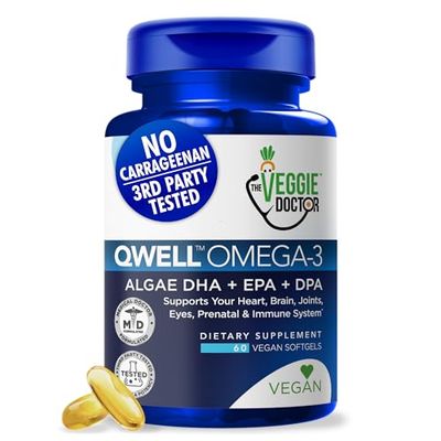 Vegan Omega 3 Supplement - Omega 3 Fish Oil Alternative - No Carrageenan - Plant Based Algae Omega 3 Fatty Acid Supplements - DHA, EPA, DPA - Heart, Brain, Joint, Eye, Immune Support