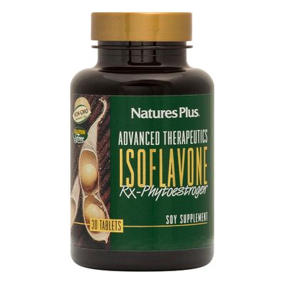 Natures Plus Advanced Therapeutics Isoflavone Rx Phytoestrogen - 125 mg, 30 Vegetarian Tablets - Soy Supplement - Promotes Overall Wellbeing - Non-GMO, Gluten-Free - 30 Servings