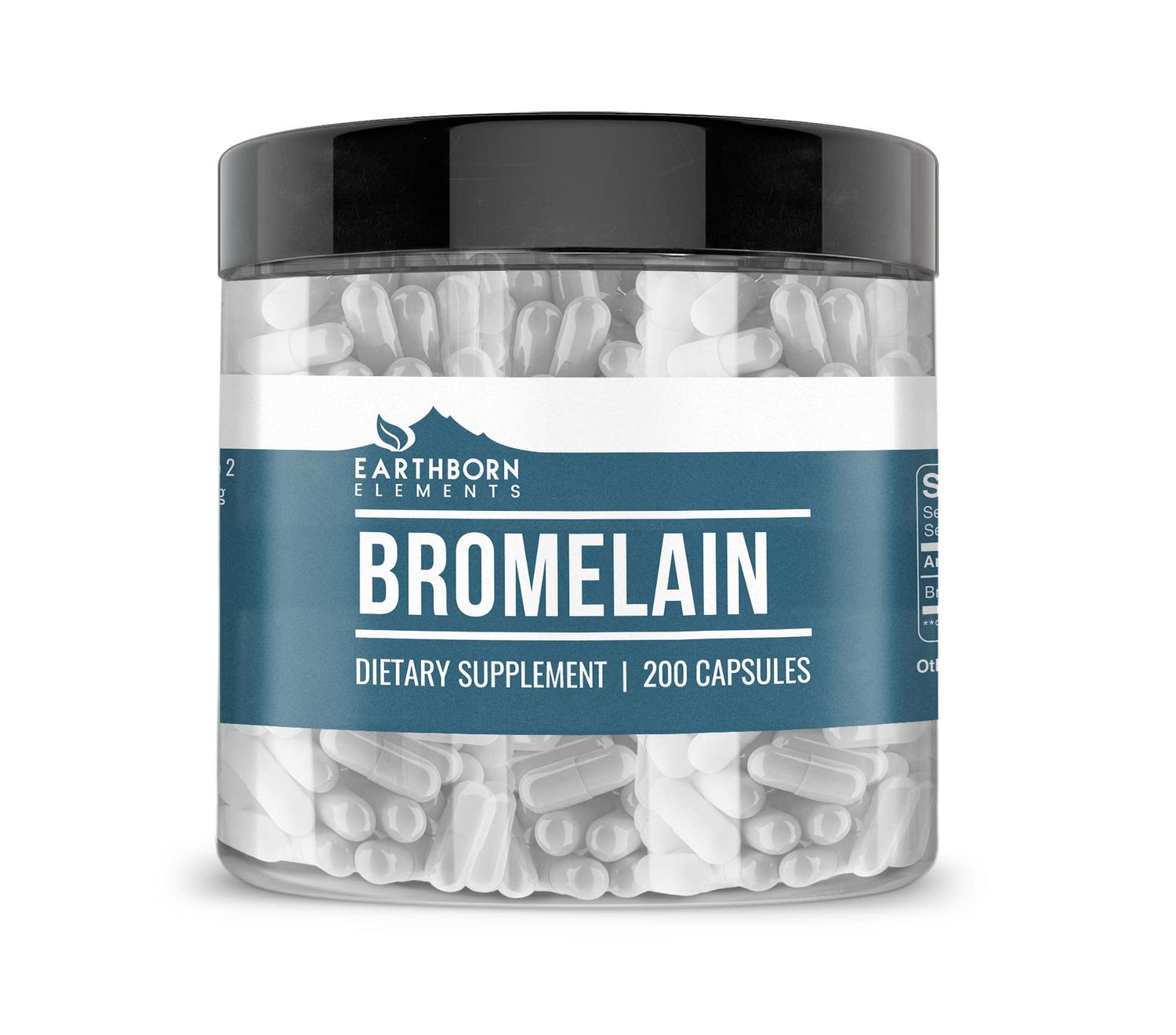 Earthborn Elements Bromelain 200 Capsules, Pure &amp; Undiluted, No Additives