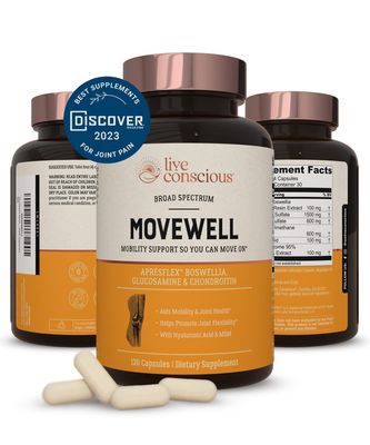 Live Conscious Glucosamine Chondroitin with MSM, Hyaluronic Acid, and More - MoveWell Joint Health Supplement