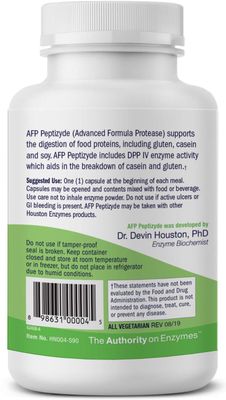 Houston Enzymes - AFP Peptizyde - 90 Capsules - Professionally Formulated Enzyme Combination - Supports Protein Digestion - Increases Breakdown of Casein & Gluten Proteins