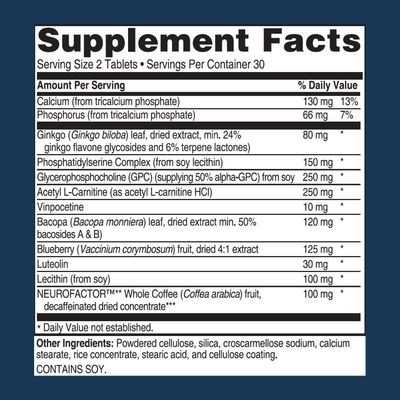 AdvancedBionutritionals AdvancedMemory Formula,Brain Booster Supplement for Memory and Focus,Acetylcholine,Alpha-GPC,NeuroFactor,Manufactured in The USA,60Tablets