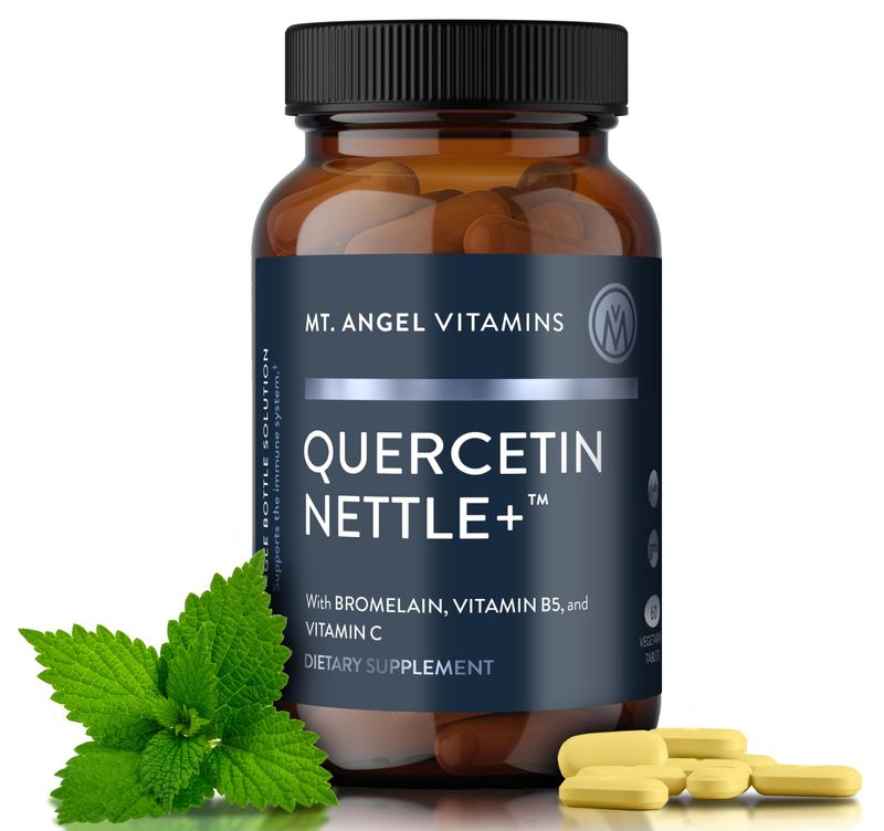 Mt. Angel Vitamins Quercetin Nettle+ - Supports Allergy Wellness &amp; Sinus Health, Featuring Quercetin with Bromelain, Crafted for Seasonal Well-Being, cGMP Certified, Made in USA, 60 Tablets