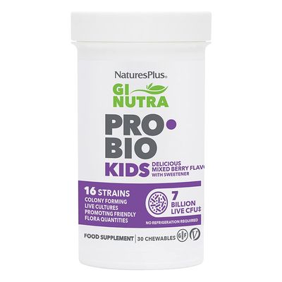Natures Plus GI Natural Probiotic Kids, Mixed Berry - 30 Chewables - Digestive &amp; Immune Health Just for Kids - Gluten Free - 30 Servings
