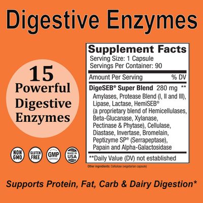 AST Enzymes Digest-GI Digestive Enzyme - Digestion and Bloating Relief for Women and Men - 90 Vegetarian Capsules