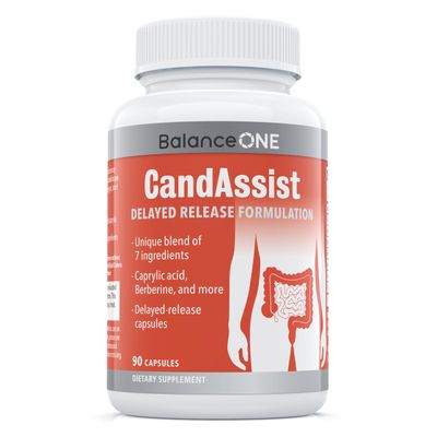 Balance ONE CandAssist Intestinal Flora Balance - Caprylic Acid, Berberine - Delayed Release Capsules - Vegan &amp; Non-GMO - 30 Day Supply