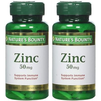 Nature&#39;s Bounty Chelated Zinc 50 mg Caplets 100 ea (Pack of 2)