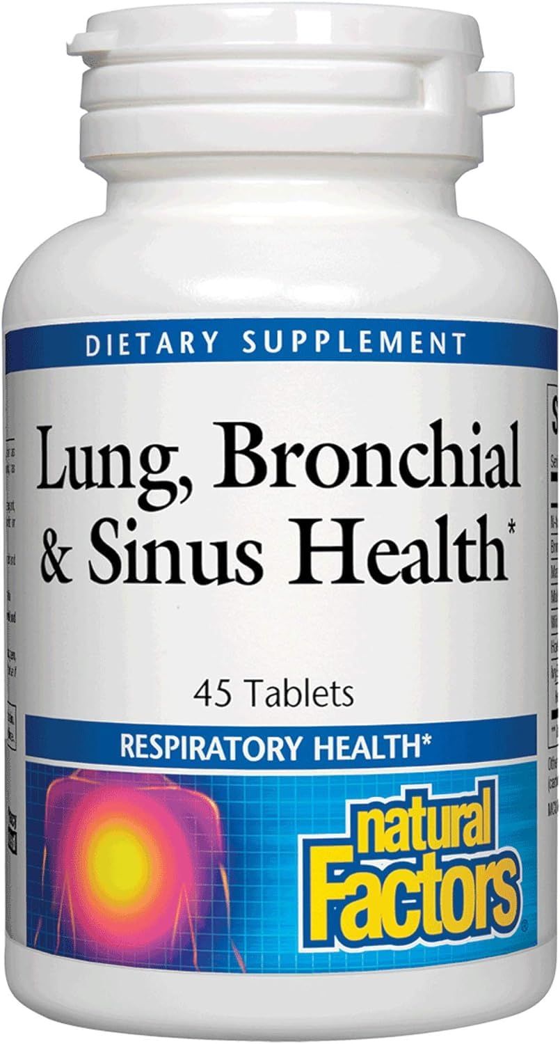 Lung, Bronchial &amp; Sinus Health by Natural Factors, Natural Supplement for Respiratory Health and Easy Breathing, 45 tablets (45 servings)