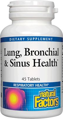 Lung, Bronchial &amp; Sinus Health by Natural Factors, Natural Supplement for Respiratory Health and Easy Breathing, 45 tablets (45 servings)