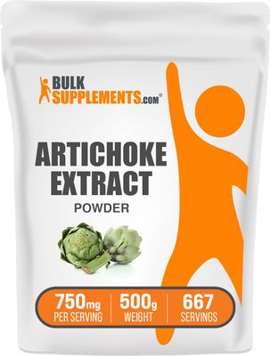 BulkSupplements.com Artichoke Extract Powder - from Artichoke Leaf &amp; Stem, Artichoke Supplement, Artichoke 750mg - Herbal &amp; Gluten Free, 750mg per Serving, 500g (1.1 lbs) (Pack of 1)
