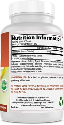 Best Naturals Boron Supplements 5 mg 240 Tablets (240 Count (Pack of 1))