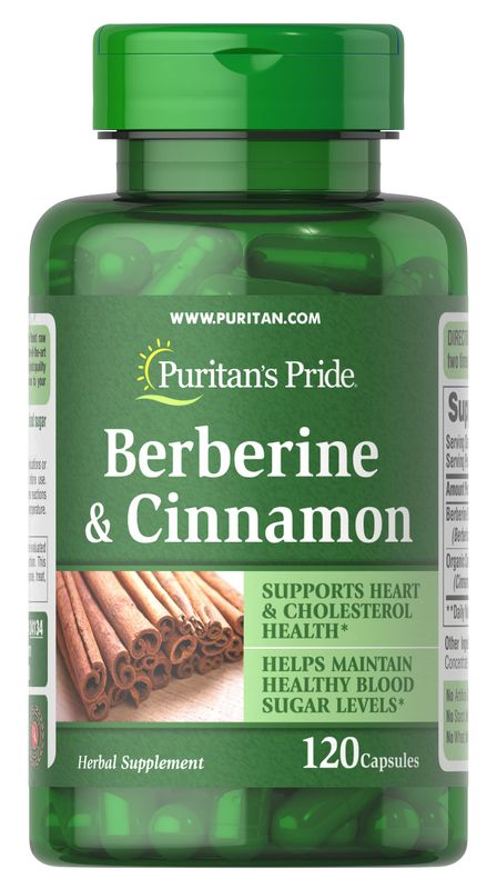 Puritan's Pride Berberine and Cinnamon, Capsule For Cardiovascular Support