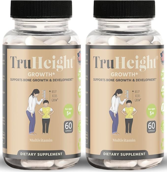 TruHeight Growth Capsules - Natural Growth &amp; Development Supplement for Kids &amp; Teens - Endorsed by Pediatricians - Vitamin D, K, Calcium &amp; Ashwaganda - Bone Strength Capsules - Kids Vitamins - Ages 5+