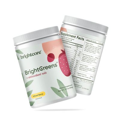 Brightcore BrightGreens + Antioxidant Reds, Super Greens Powder from Fruits &amp; Vegetables, Greens and Superfoods Blend for Immune &amp; Digestive Support, Mixed Berry Flavor, 30 Servings Nutrition