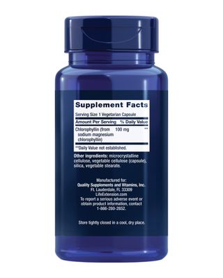 Life Extension Chlorophyllin, antioxidant &amp; DNA Health Support, Gluten-Free, Non-GMO, Vegetarian, 100 Vegetarian Capsules
