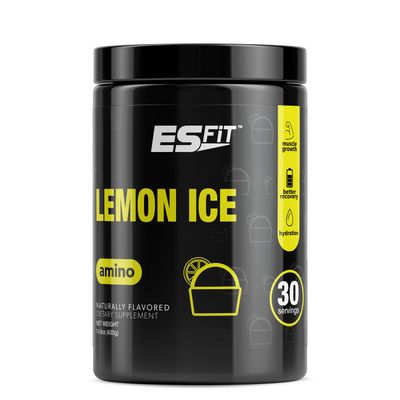 ES FIT Amino Powder - Pre and Post Workout with Electrolytes - BCAA 2:1:1 Ratio, Amino Acids, Superior Taste, Tested and Certified, Lemon Ice, 30 Servings