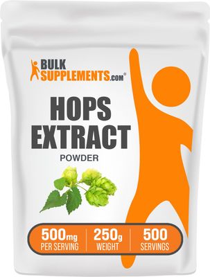 BulkSupplements.com Hops Extract Powder - Hops Supplements, Sourced from Hops Flowers, Hops Powder - Herbal Supplement, Gluten Free, 500mg per Serving, 250g (8.8 oz) (Pack of 1)