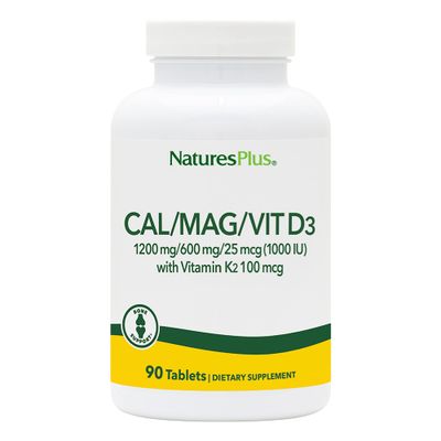 Natures Plus Cal/Mag/VIT D3 with Vitamin K2 - Bone Health Supplement with Calcium, Magnesium, Vitamin D3 and K2 - Gluten-Free - 90 Tablets - 22.5 Servings