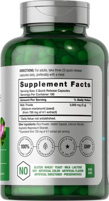 Horbach Milk Thistle Supplement | 3000mg | 300 Capsules | Herbal Extract | Non-GMO, Gluten Free