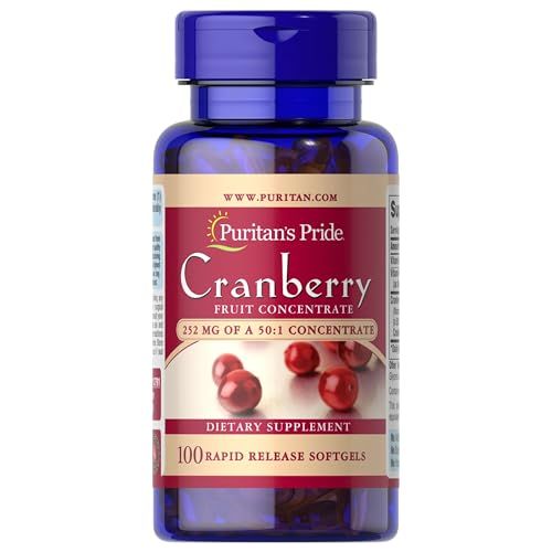 Puritan&#39;s Pride Triple Strength Cranberry Fruit Concentrate 12,600 Mg, Supports Urinary and Bladder Health, 100 Count