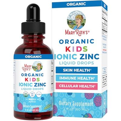 MaryRuth Organics Zinc Supplements for Immune Support, Liquid Zinc Supplement, Immune Support Supplement for Kids, Ages 4-13, Zinc Sulfate, Vegan, USDA Organic, Glycerin Based, 2 Fl Oz