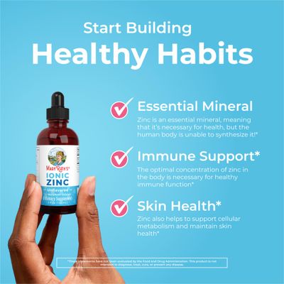 MaryRuth Organics Zinc Supplements for Immune Support, Liquid Zinc Supplement, Immune Support Supplement for Kids, Ages 4-13, Zinc Sulfate, Vegan, USDA Organic, Glycerin Based, 2 Fl Oz