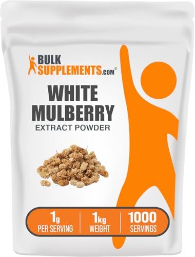 BulkSupplements.com White Mulberry Extract - White Mulberry Leaf Extract 1000mg, from Mulberry Leaf - Herbal Supplement, Gluten Free, 1000mg per Serving, 1kg (2.2 lbs) (Pack of 1)