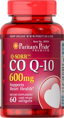Puritan&#39;s Pride Q-Sorb CoQ10 600mg, Supports Heart Health,60 Rapid Release Softgels