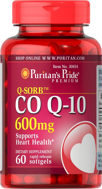 Puritan&#39;s Pride Q-Sorb CoQ10 600mg, Supports Heart Health,60 Rapid Release Softgels