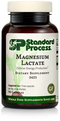 Standard Process Magnesium Lactate - Magnesium Lactate Supplement for Cell Energy, Muscle &amp; Bone Support - Heart &amp; Nervous System Support - Bioavailable &amp; Absorbable Form of Magnesium - 90 Capsules