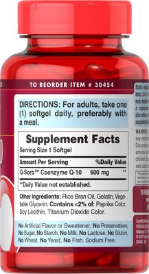 Puritan's Pride Q-Sorb CoQ10 600mg, Supports Heart Health,60 Rapid Release Softgels