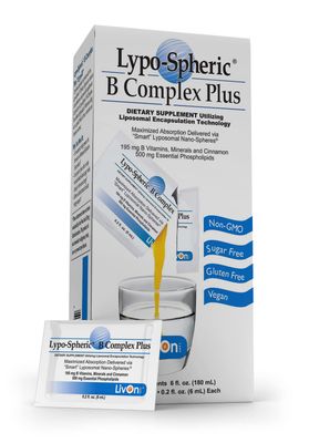 Lypo-Spheric B Complex Plus - 30 Packets - 195 mg B Vitamins, Minerals &amp; Cinnamon Per Packet - Liposome Encapsulated for Improved Absorption - 100% Non-GMO