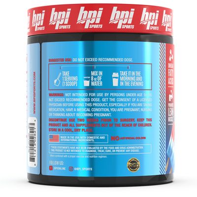 BPI Sports CLA + Carnitine - Conjugated Linoleic Acid - Performance, Lean Muscle - Caffeine Free - For Men & Women - Rainbow Ice - 50 servings - 12.34 Oz. (Packaging may vary)