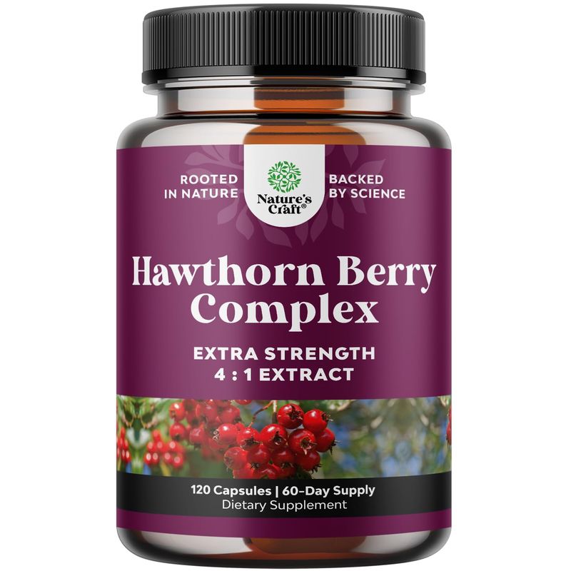 Extra Strength Hawthorn Berry Capsules - 1330mg Per Serving 4:1 Hawthorn Extract Digestion and Heart Health Supplement - Hawthorn Berry Extract Plant Polyphenols Supplement For Men and Women - 120ct