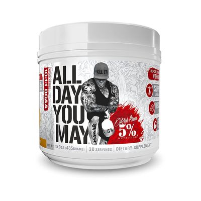 5% Nutrition Rich Piana AllDayYouMay BCAA Powder | Premium Intra &amp; Post Workout Amino Acids, Hydration, Endurance, Muscle Recovery, Joint &amp; Liver Support | 15.3 oz, 30 Servings (Mango Pineapple)