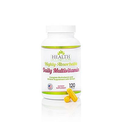 Health As It Ought To Be Highly|Absorbable Daily Multivitamin with Shilajit, MethylB12, Methylfolate, and Vitamin K2 MK7 Supplement | 120 Capsules
