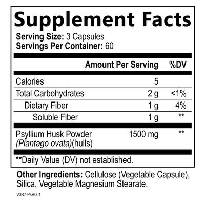 Fiber Supplement, Psyllium Husk Fiber Capsules 1500mg - Daily Fiber Pills, Psyllium Husk Caps Support Digestive Health & Regularity, Nature's Plant Based Natural Soluble Fiber, Non-GMO - 180 Capsules