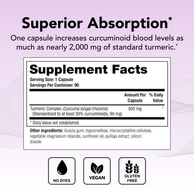 Theralogix CurcuSorb Turmeric Curcumin Supplement - 90-Day Supply - High-Absorption Turmeric Curcumin - Supports Brain, Heart, Immune & Joint Health - Aids Healthy Aging - NSF Certified - 90 Capsules