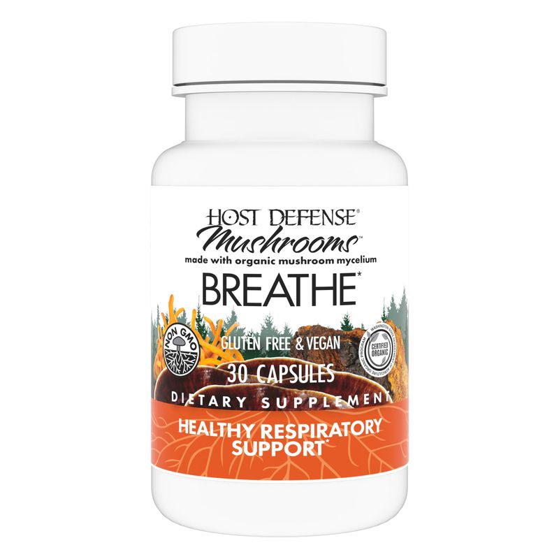 Host Defense Breathe* Capsules - Immune &amp; Respiratory Support Mushroom Supplement - Herbal Lung Health Supplement with Chaga, Reishi &amp; Cordyceps - 30 Capsules (15 Servings)*