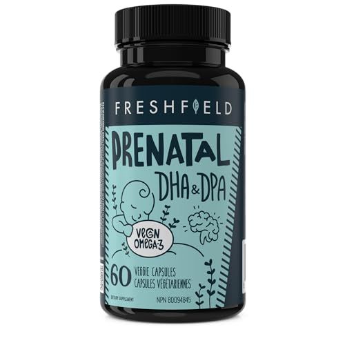 Freshfield Prenatal Omega 3 DHA Supplement: Fish Oil Replacement, Algae Oil, Vegan Friendly Supports Lactation &amp; Brain Development. Mercury Free, Carbon Neutral, Plastic Negative (Prenatal 60)