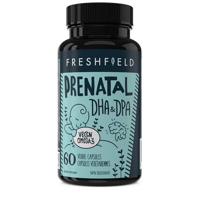 Freshfield Prenatal Omega 3 DHA Supplement: Fish Oil Replacement, Algae Oil, Vegan Friendly Supports Lactation &amp; Brain Development. Mercury Free, Carbon Neutral, Plastic Negative (Prenatal 60)