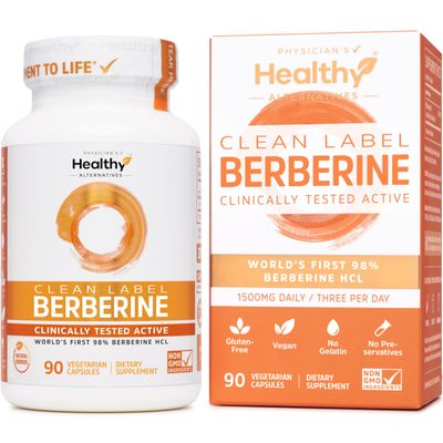 Clean Label Berberine | Ultra Pure 98% Berberine HCl, Highest Potency in USA | 90 Patented Plantcaps Berberine Supplement | Berberine 500mg Capsules | Daily Berberine 1500mg Metabolic Sugar Support
