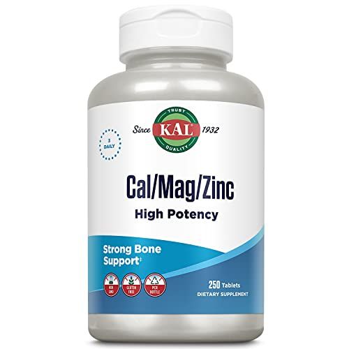 KAL Cal/Mag/Zinc | 1000mg Calcium, 400mg Magnesium &amp; 15mg Zinc | Bone, Muscle, Heart &amp; Immune Support | 250ct, 83 Serv.