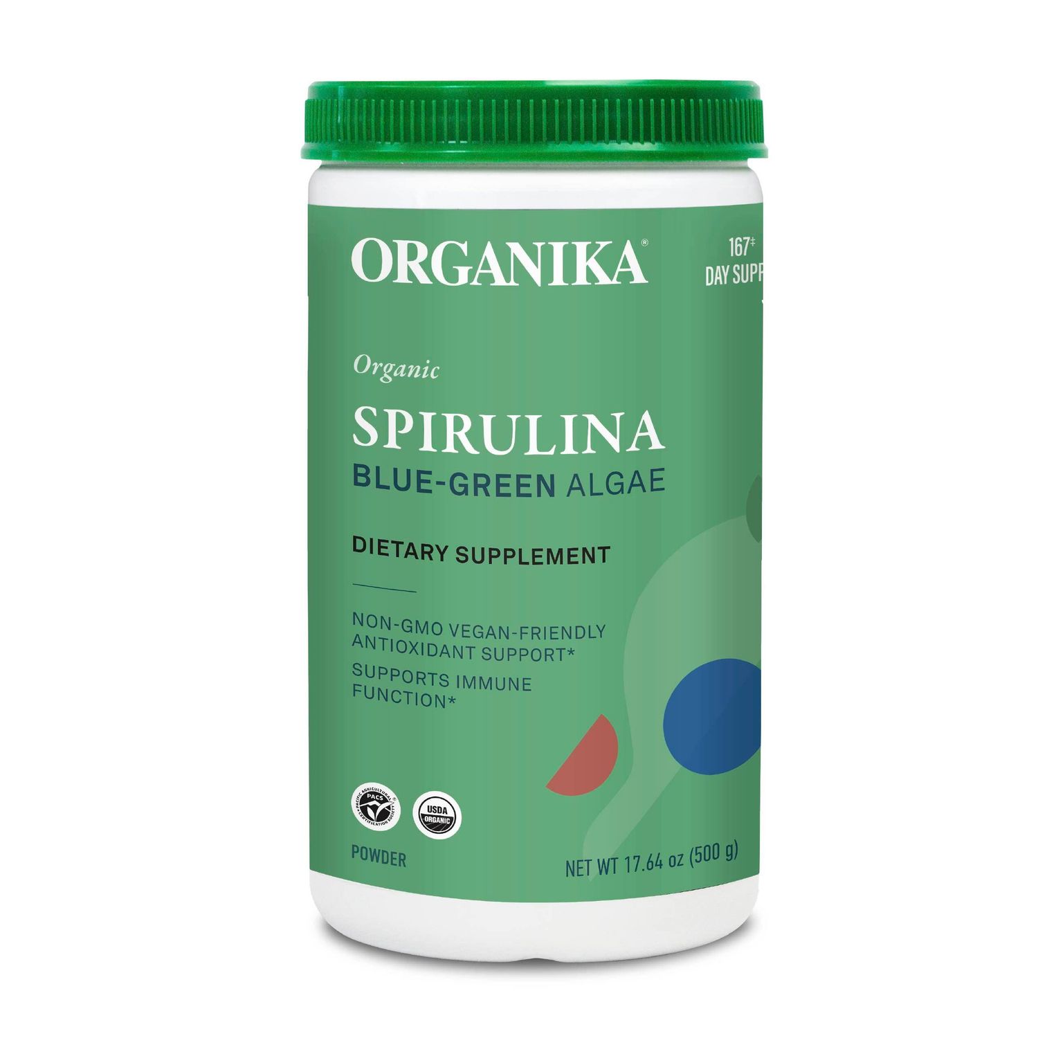 Organika Certified Organic Spirulina Powder- Superfood, 3rd Party Tested, Pristine Sourcing, Vegan- 500g