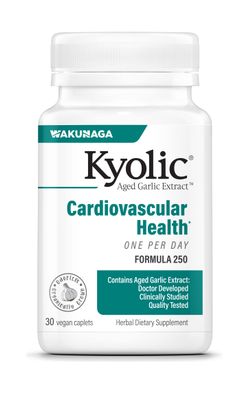 Kyolic Aged Garlic Extract Formula 250, Cardiovascular Health, One Per Day, 30 Vegan Capsules (Packaging May Vary)