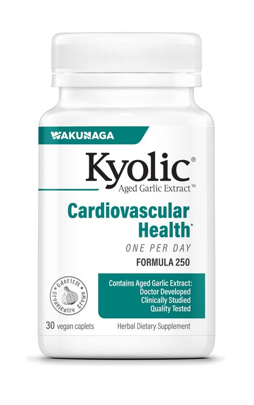 Kyolic Aged Garlic Extract Formula 250, Cardiovascular Health, One Per Day, 30 Vegan Capsules (Packaging May Vary)