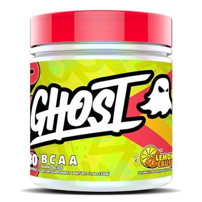 GHOST BCAA Powder Amino Acids Supplement, Lemon Crush - 30 Servings - Sugar-Free Intra, Post &amp; Pre Workout Amino Powder &amp; Recovery Drink, 7G BCAA