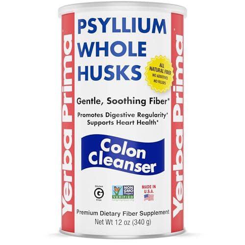 Yerba Prima Psyllium Whole Husk, 1 Bottle 12 oz - Fiber Supplement, Vegan, No Sugar or Artificial Sweeteners, Non GMO, Gluten Free